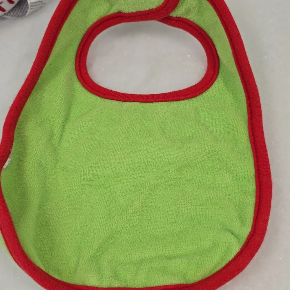 My First Christmas Festive Red and Green Christmas Bib and Hat Set